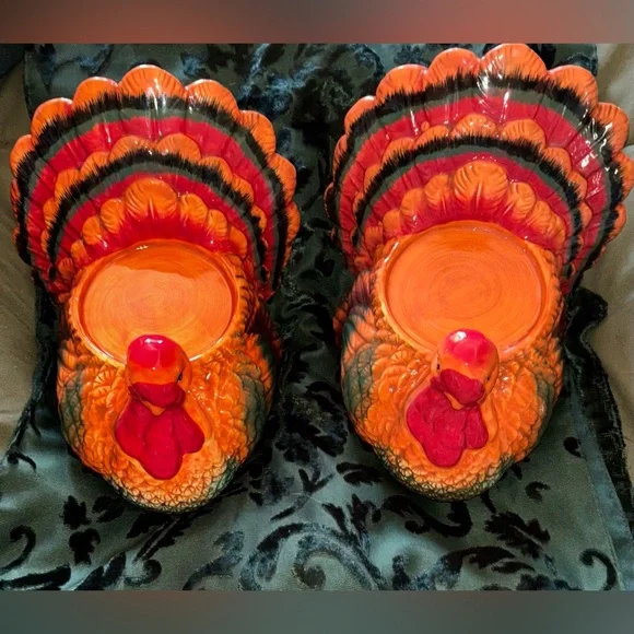 Beautiful Thanksgiving Turkey Pillar candle holders - Picture 3 of 5